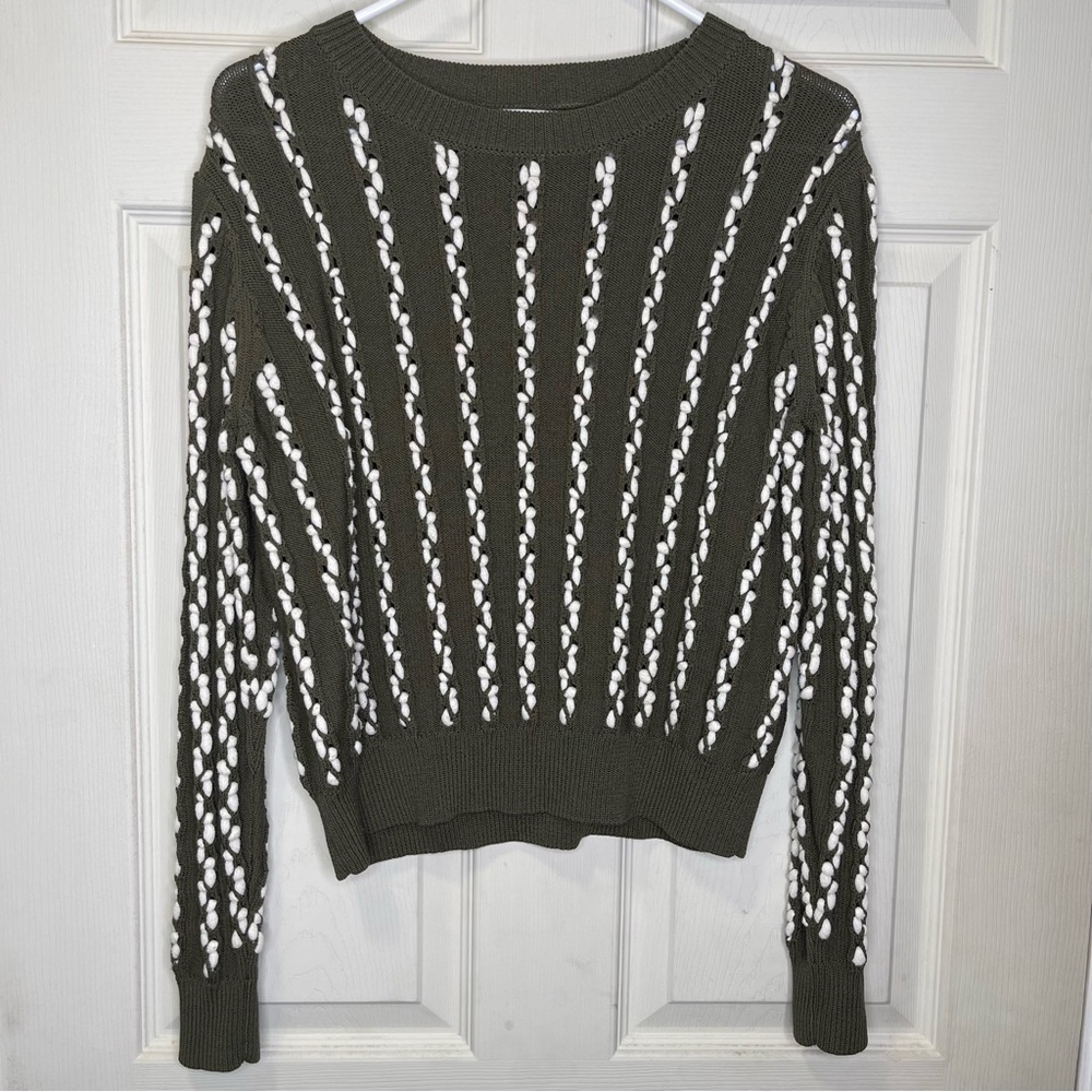 Jason Wu Olive Green Oversized Cable Knit Sweater Sz S